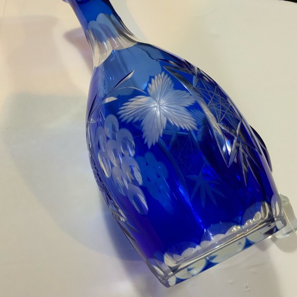 Wine Decanter with Stopper Hortensja Glass Cut to Clear 13 1/2" Tall Vintage - Picture 8 of 8